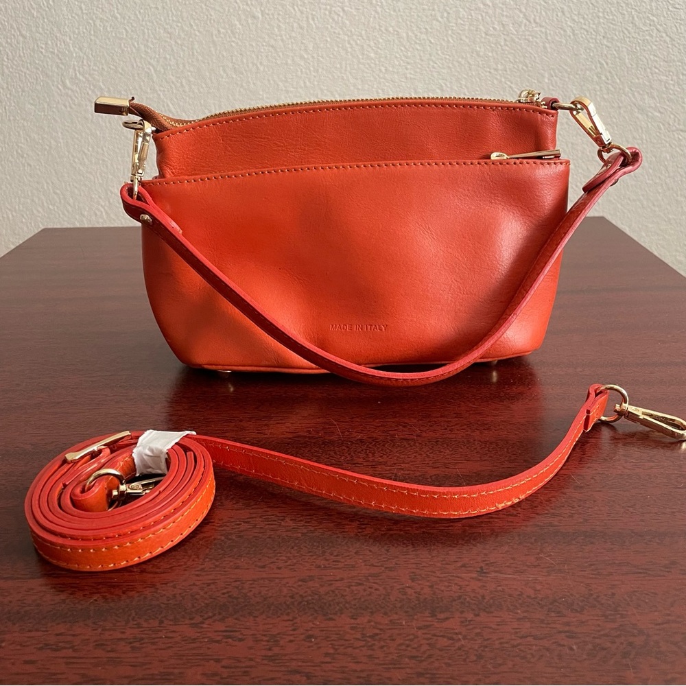 NWOT Divina Firenze Made in Italy Leather Purse Crossbody Clutch in Burnt Orange